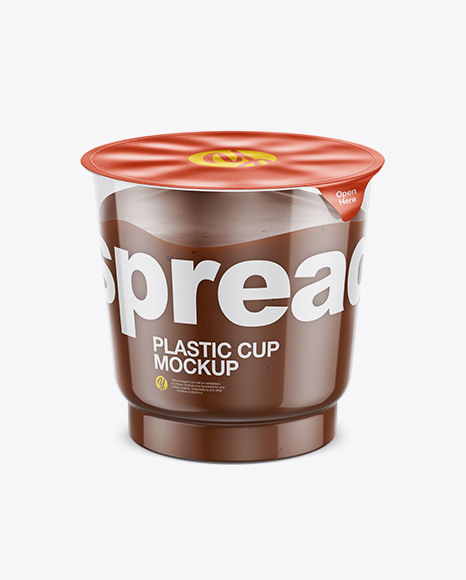 Clear Plastic Cup with Chocolate Spread Mockup (High-Angle Shot)