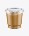 Clear Plastic Cup with Peanut Butter Mockup (High-Angle Shot)