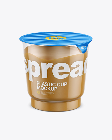 Clear Plastic Cup with Peanut Butter Mockup (High-Angle Shot)