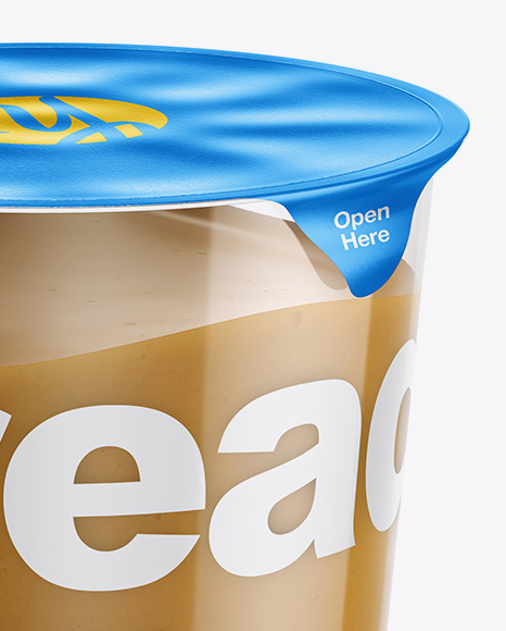 Clear Plastic Cup with Peanut Butter Mockup (High-Angle Shot)