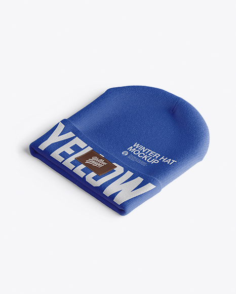 Beanie Hat Mockup - Half Side View (High-Angle Shot)