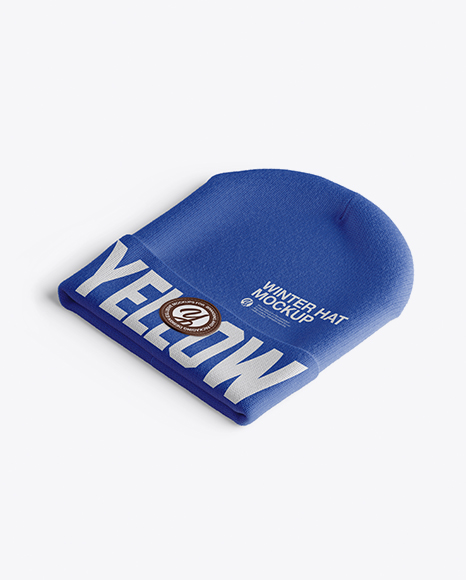 Beanie Hat Mockup - Half Side View (High-Angle Shot)