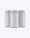 Pack of 3 Matte Cans with Plastic Holder Mockup - Front View