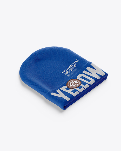 Beanie Hat Mockup - Half Side View (High-Angle Shot)