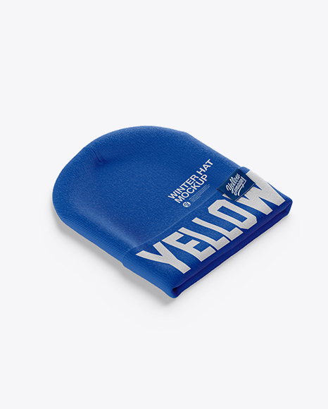 Beanie Hat Mockup - Half Side View (High-Angle Shot)