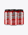 Pack of 3 Metallic Cans with Plastic Holder Mockup - Front View