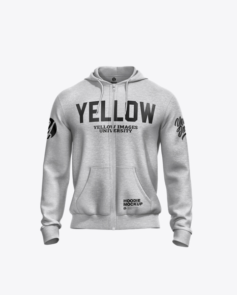 Melange Men’s Full-Zip Hoodie Mockup - Front View