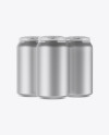 Pack of 3 Matte Metallic Cans with Plastic Holder Mockup - Front View