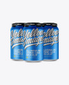 Pack of 3 Matte Metallic Cans with Plastic Holder Mockup - Front View