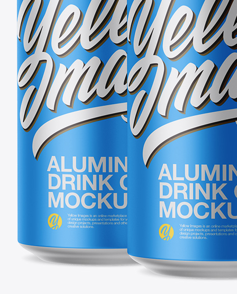 Pack of 3 Matte Metallic Cans with Plastic Holder Mockup - Front View