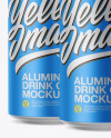 Pack of 3 Matte Metallic Cans with Plastic Holder Mockup - Front View