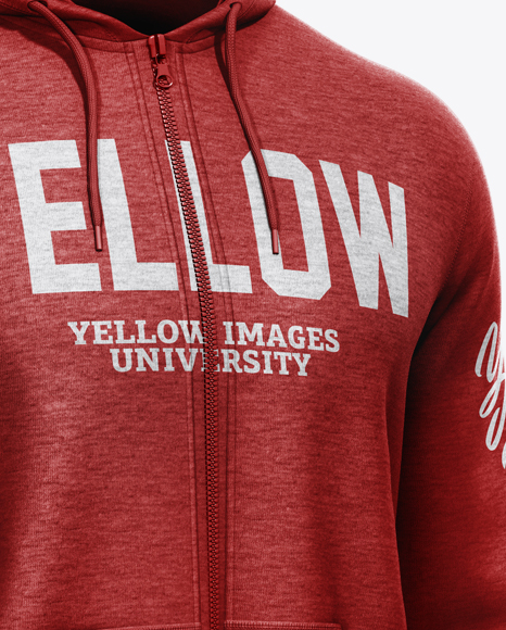 Melange Men’s Full-Zip Hoodie Mockup - Half Side View