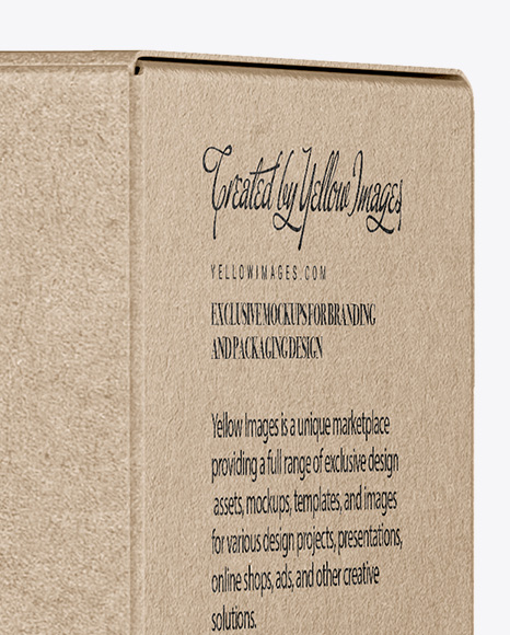 Kraft Box Mockup - Half Side View