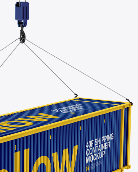 40F Shipping Container with Slings Mockup - Halfside View - Free