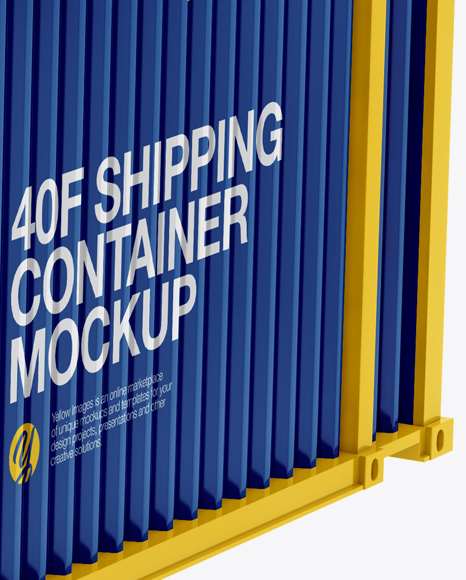 40F Shipping Container with Slings Mockup - Halfside View - Free