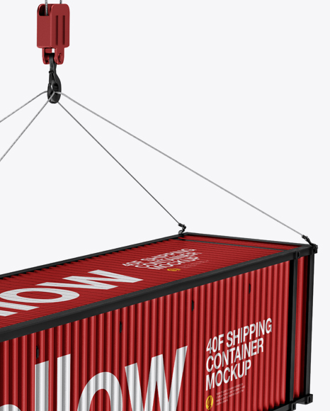 40F Shipping Container with Slings Mockup - Halfside View