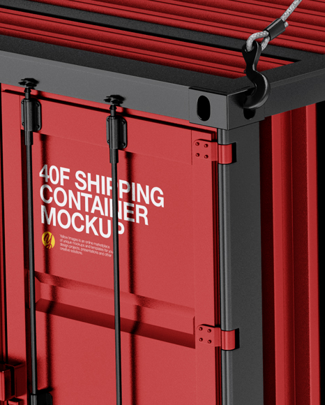 40F Shipping Container with Slings Mockup - Halfside View