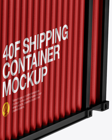 40F Shipping Container with Slings Mockup - Halfside View - Free