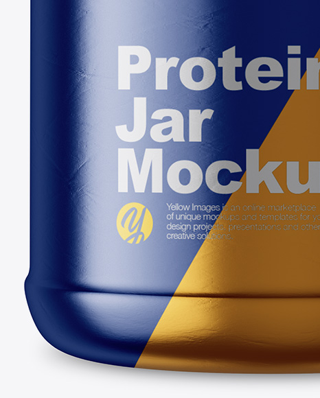 5lb Protein Jar in Metallic Shrink Sleeve Mockup - Free Download Images