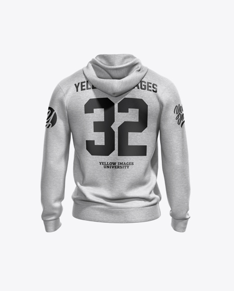 Melange Men’s Full-Zip Hoodie Mockup - Back View