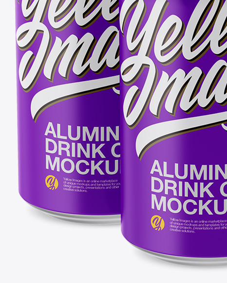 Pack of 4 Matte Cans with Plastic Holder Mockup - Half Side View