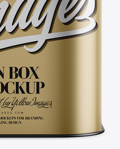 Metallic Square Tin Box Mockup - Front View