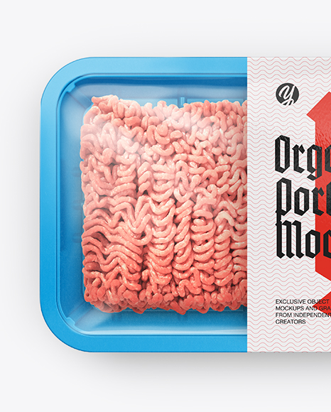 Plastic Tray With Pork Mince Mockup - Top View - Free Download Images