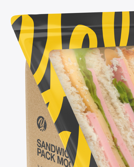 Kraft Sandwich Pack Mockup - Half Side View