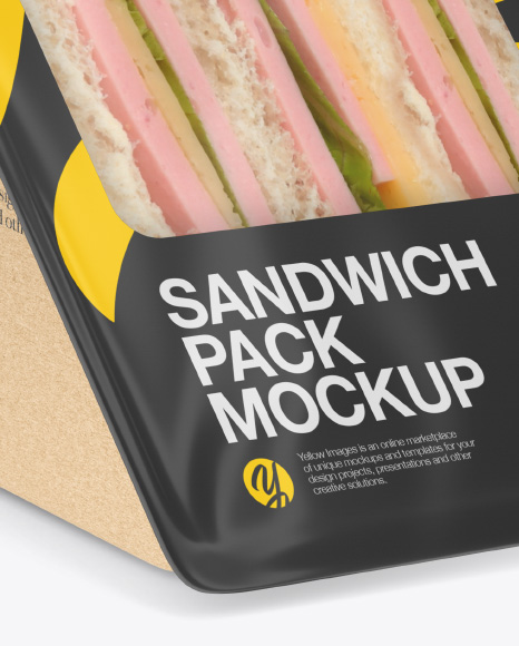 Kraft Sandwich Pack Mockup - Half Side View