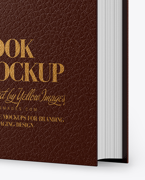 Book w/ Leather Cover Mockup - Half Side View