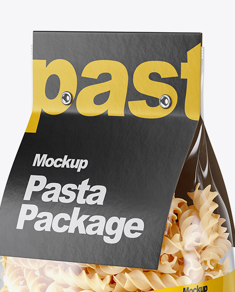 Fusilli Pasta with Label Mockup - Half Side View