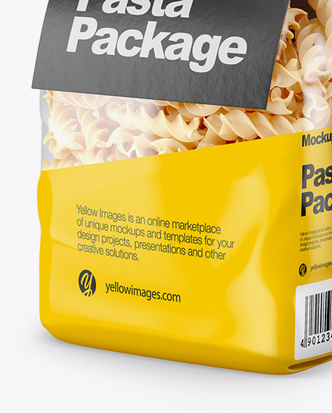 Fusilli Pasta with Label Mockup - Half Side View