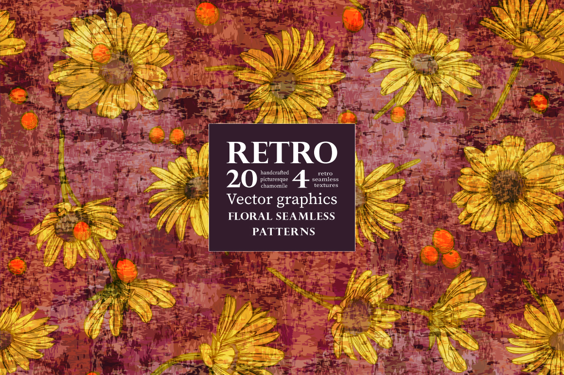 20 Retro patterns with chamomile 20 Retro patterns with chamomile