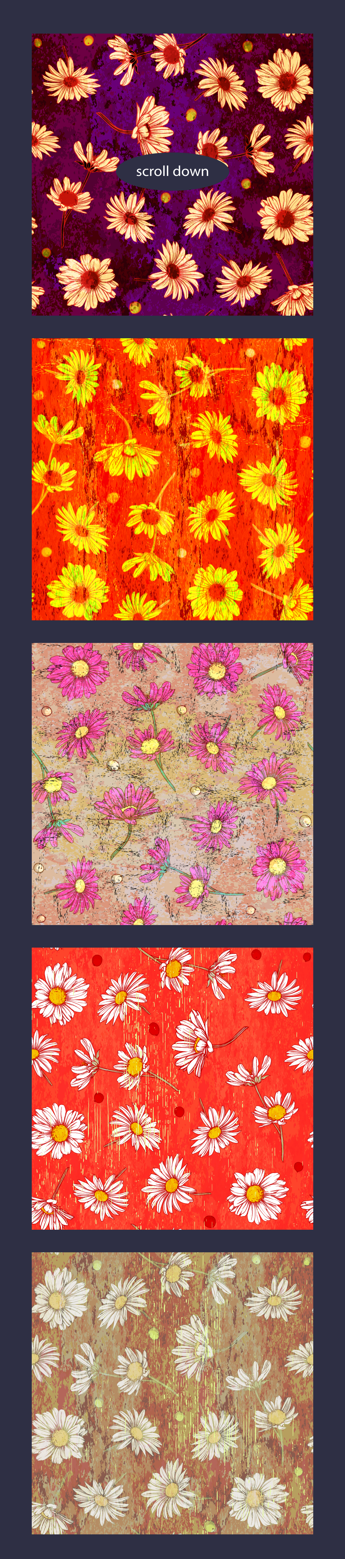 20 Retro patterns with chamomile 20 Retro patterns with chamomile
