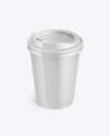 Glossy Paper Coffee Cup Mockup - Front View (High-Angle Shot)