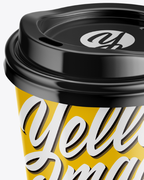 Glossy Paper Coffee Cup Mockup - Front View (High-Angle Shot)