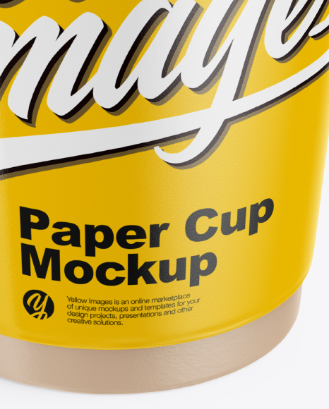 Glossy Paper Coffee Cup Mockup - Front View (High-Angle Shot)