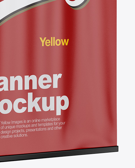 Matte Banner Mockup - Half Side View