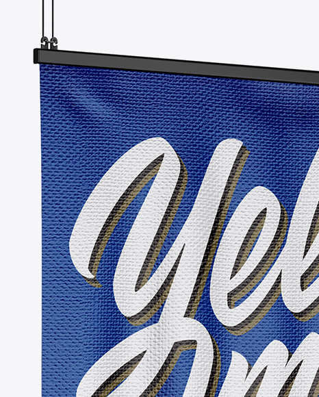 Textured Banner Mockup - Half Side View