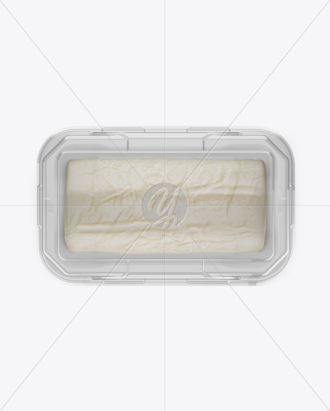Plastic Container W/ Cheese Mockup - Front & Top Views