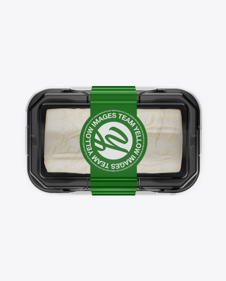 Plastic Container W/ Cheese Mockup - Front & Top Views