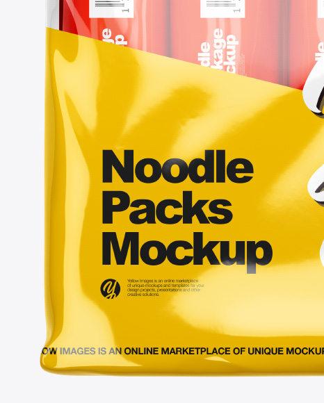 5 Noodle Packs Mockup - Front View