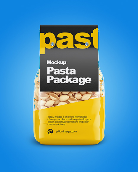 Conchiglie Pasta with Paper Label Mockup - Front View