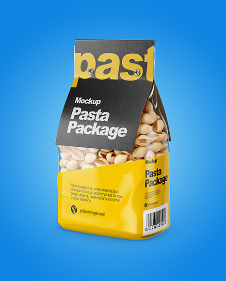 Conchiglie Pasta with Paper Label Mockup - Half Side View