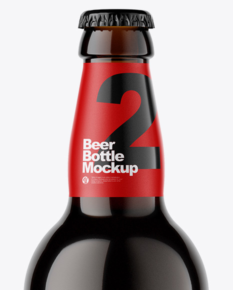 Amber Glass Bottle With Dark Beer Mockup