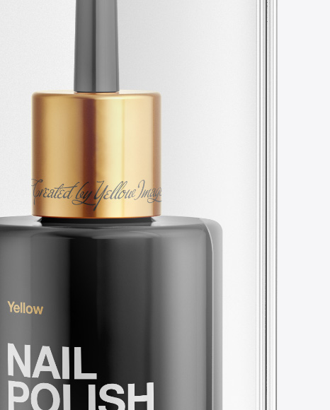 Nail Polish Bottle in Transparent Box Mockup - Front View