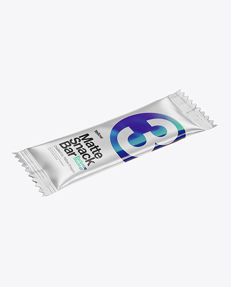 Matte Snack Bar Mockup - Half Side View (High-Angle Shot)