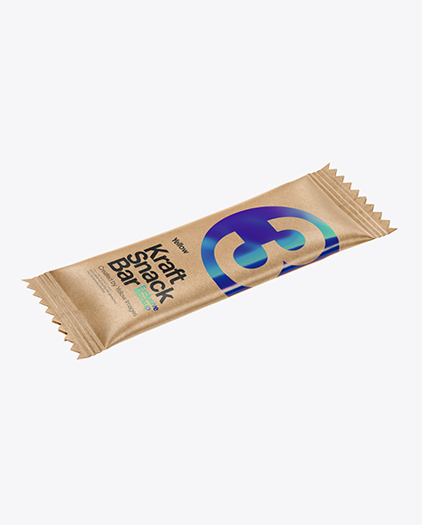 Kraft Snack Bar Mockup - Half Side View (High-Angle Shot)