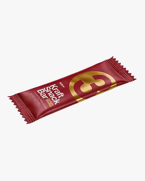 Kraft Snack Bar Mockup - Half Side View (High-Angle Shot)