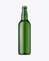 Green Glass Bottle With Lager Beer Mockup